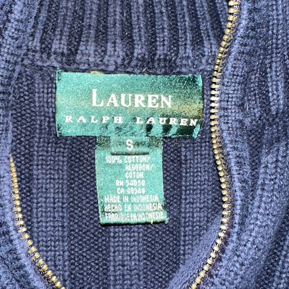 Lauren Ralph Lauren Ribbed Mock-Neck Quarter-Zip Sweater Women’s Navy Blue
Sz S - Picture 4 of 7